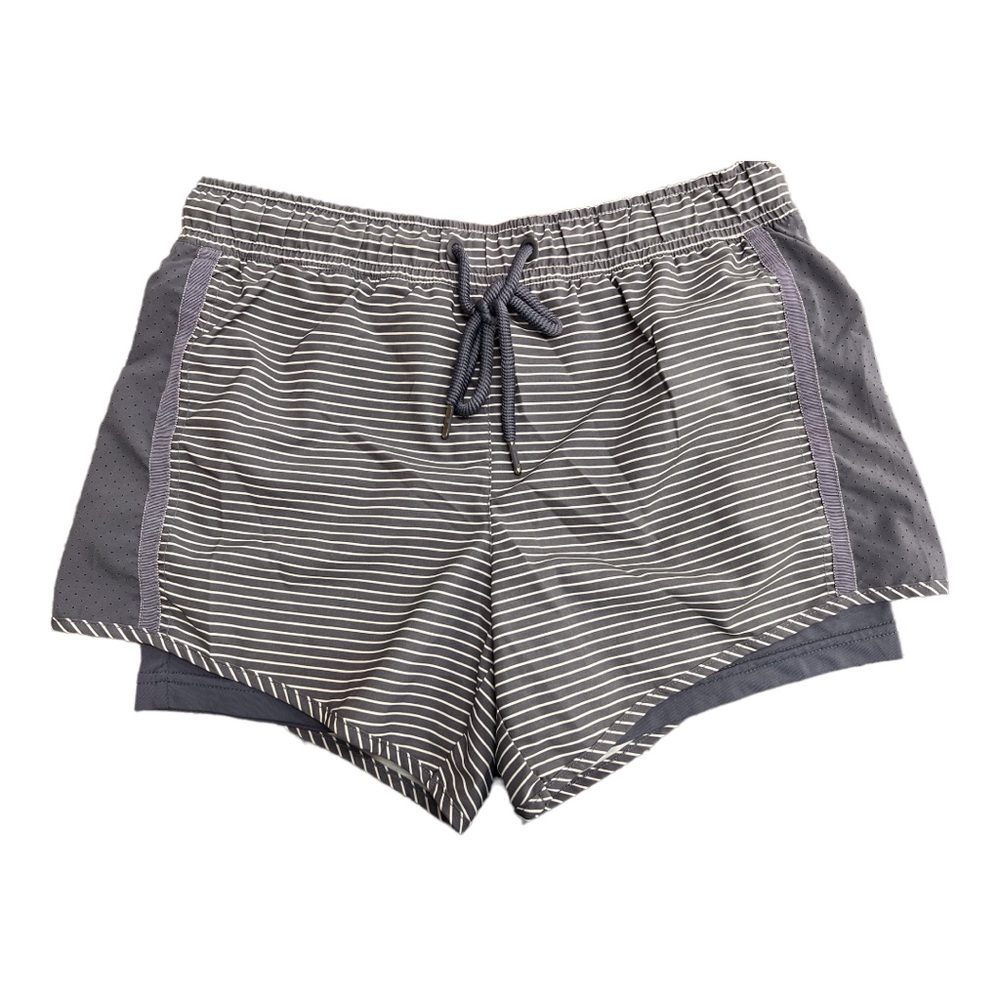 Tangerine women shorts size small grey and white strips